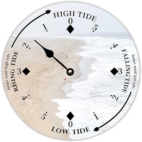 Reloj de marea de madera, olas blancas y playa, costa este, océano Atlántico, reloj de marea de madera con marea alta y baja, reloj vintage de Reloj de marea de madera, olas blancas y playa, costa este, océano Atlántico, reloj de marea de madera con marea alta y baja, reloj vintage de