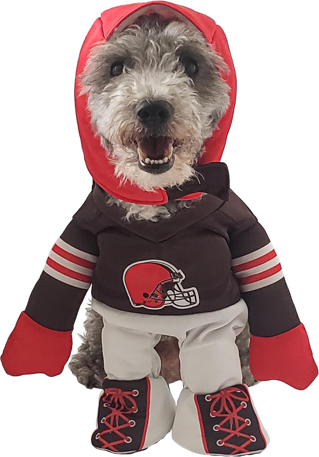NFL Cleveland Browns Officially Licensed Running Dog Costume by MODERN HERO Includes 2 pc Set - Bodysuit and Hat (Brown, Large, Cleveland Browns)