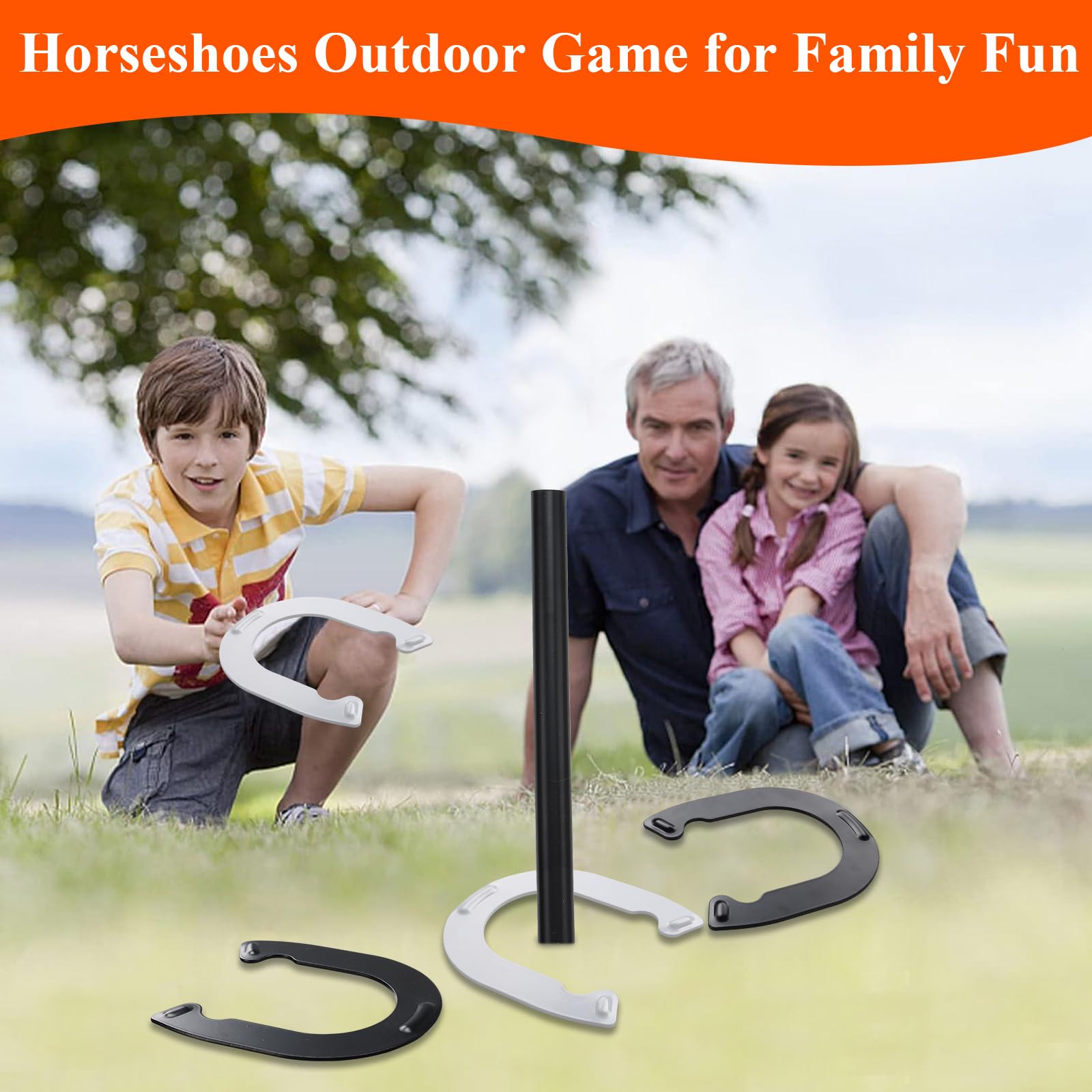 Hufeisen-Spiel für Kinder, Stahl-Pferdschuhe, Spiel-Set, Outdoor-Spiele für Kinder, Teenager, Familie, tragbar für Hinterhof, Rasen, Camping, Strandparty