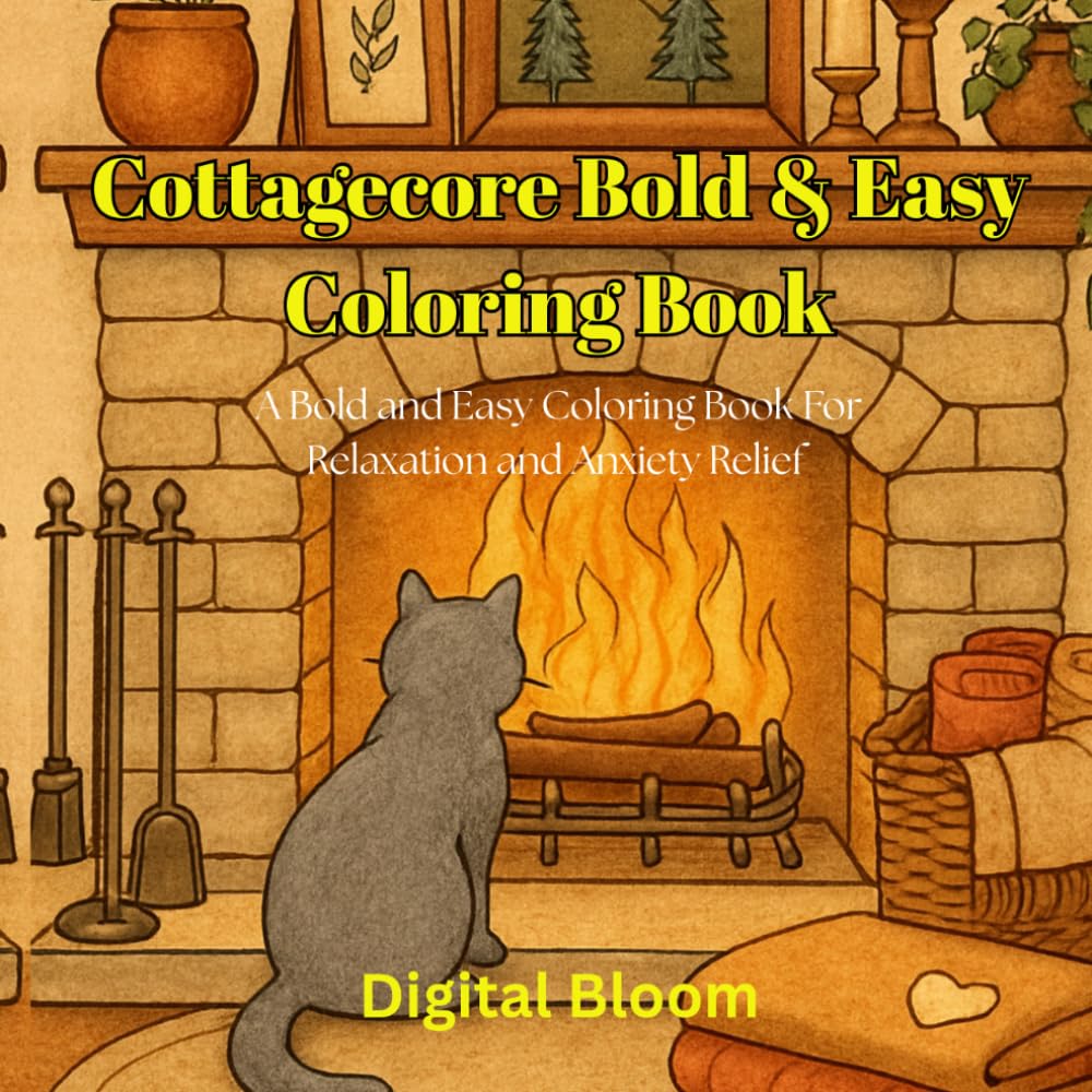 Cottagecore Bold & Easy Coloring Book: Simple and Cozy Countryside Scenes with Thick Lines for Adults, Teens, and Seniors