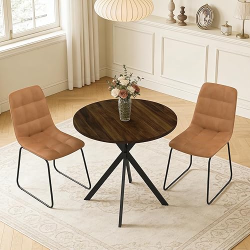 Juego de 2 sillas redondas de mesa de comedor de 31.5 pulgadas para 2, pequeñas sillas de mesa de comedor que ahorran espacio, juegos de comedor