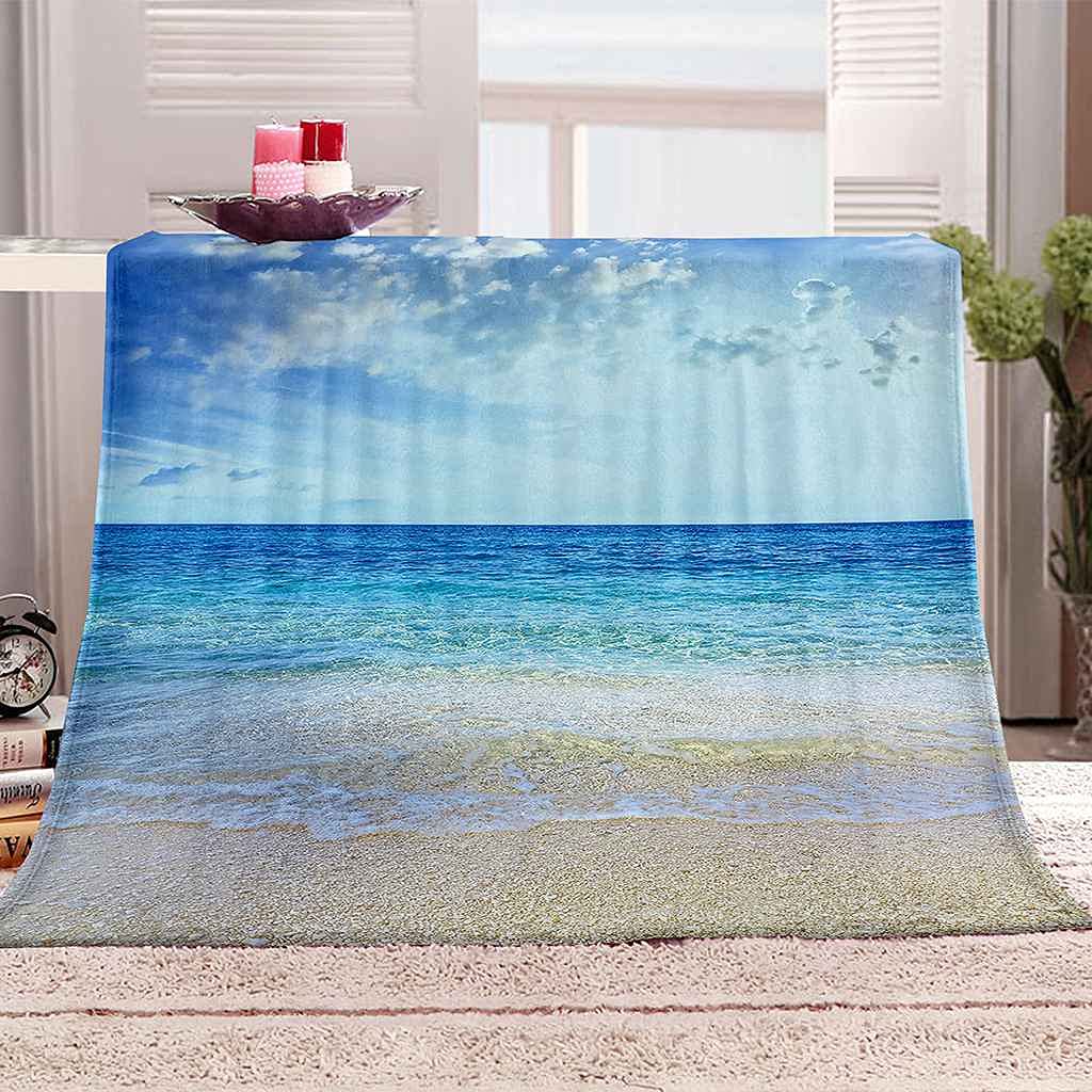Couverture paysage marin imprimé 3D en flanelle douce, idée cadeau idéale
