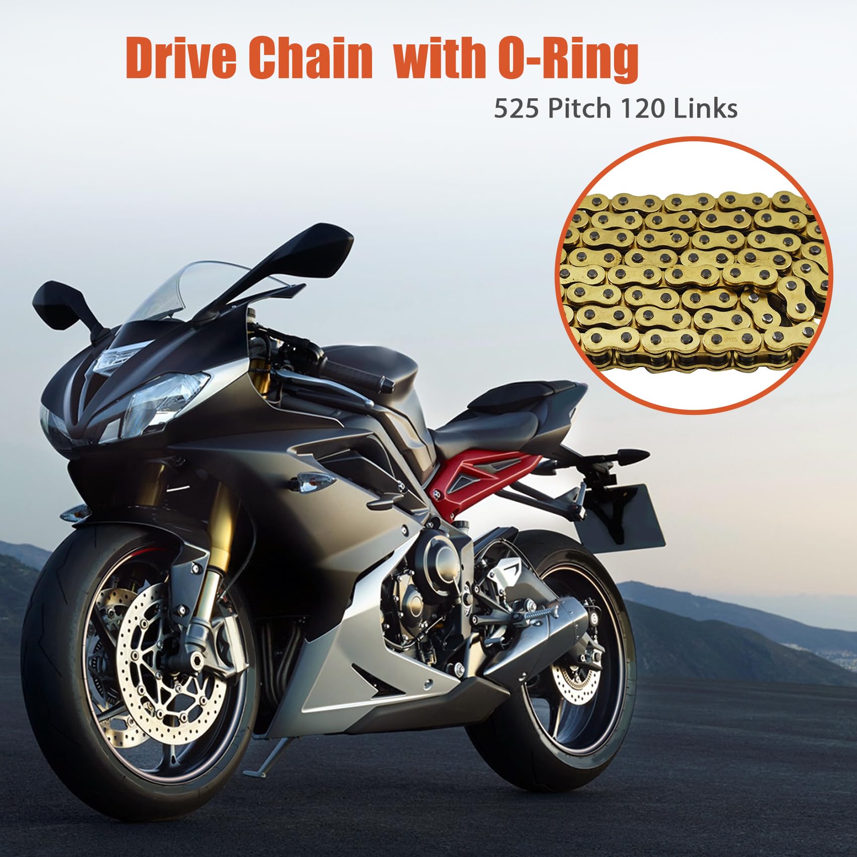Amazon.com: labwork Drive Chain Gold Color with O-Ring 525-120