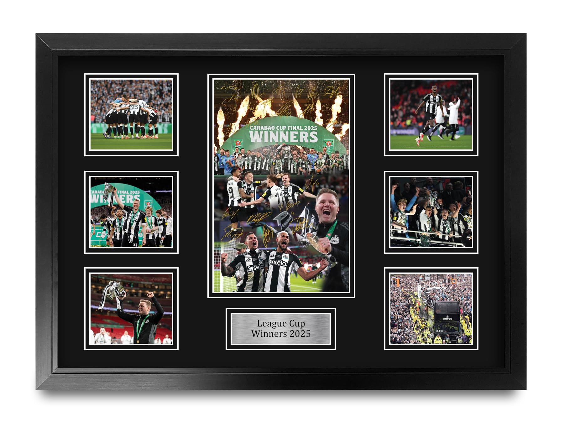 HWC Trading Magpies Caraboa Cup Winners 2025 Gifts Printed Signed Autograph Picture for Soccer Fans and Supporters - A2 Framed