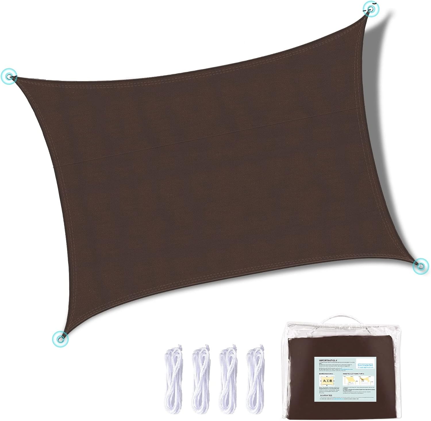 Ankuka Waterproof Sun Shade Sails Canopy Awning Shelter, UV Blockage Backyard Patio Garden Carport(10'x13', Brown)