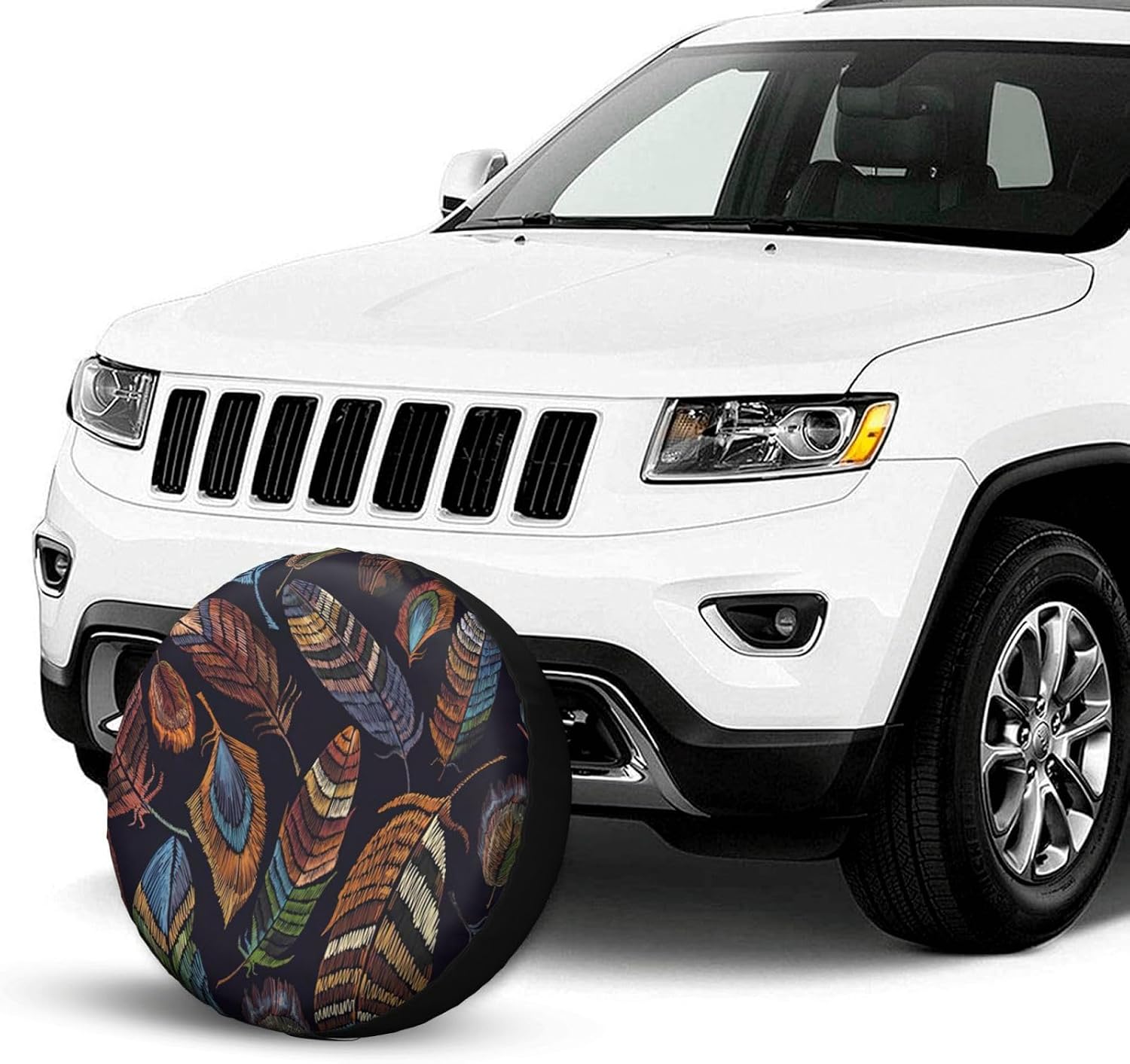 Peacock Feather Print Tire Cover Universal Spare Wheel for Trailer Rv SUV Truck Camper Travel Accessories