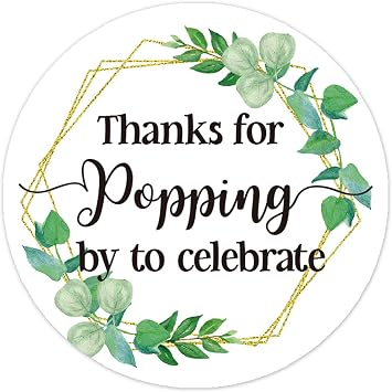 50 PCS Thanks for Popping by to Celebrate Favor Stickers - Thank You Sticker Labels for Weddings, Baby Showers, and Birthday Party Supplies.