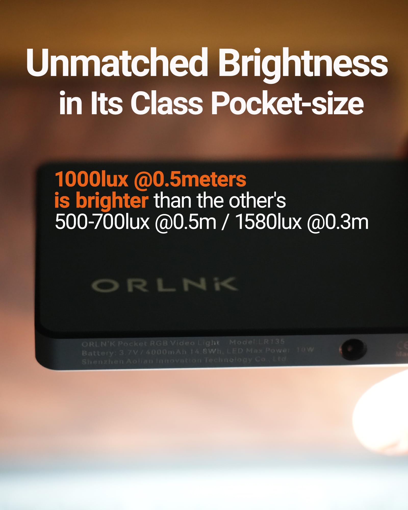 ORLN'K Luce video RGB tascabile, pannello luminoso portatile a LED da 6,5 pollici, 4000 mAh ricaricabile, CRI95+ 2500-9900K, max 10W, corpo in alluminio integrato, illuminazione foto e video (blu