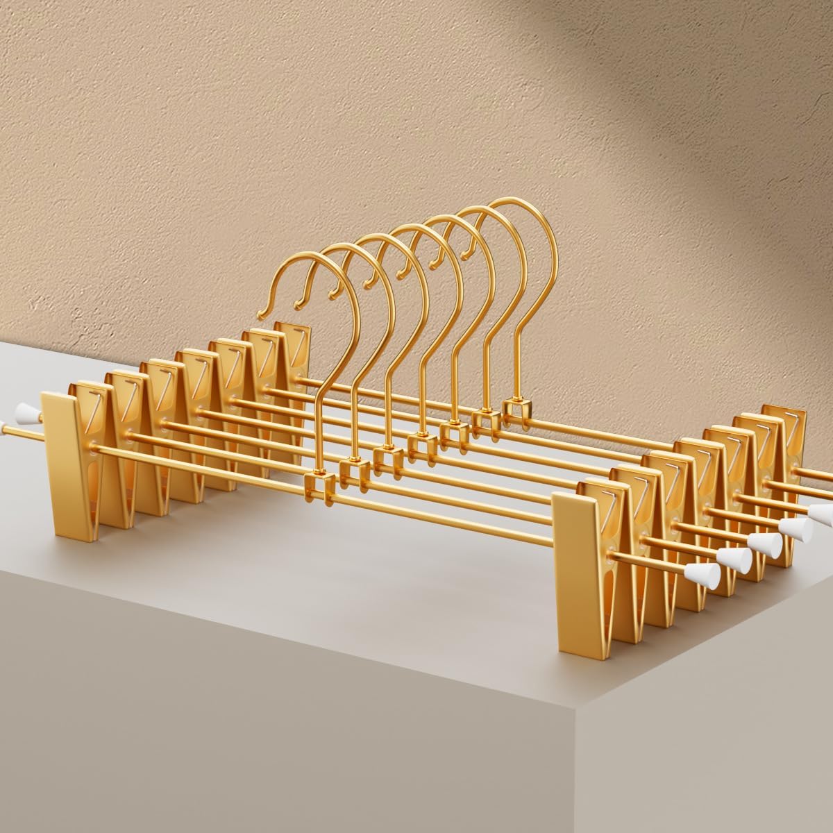Gold Pants Hangers with 2-Adjustable Clip,Skirt Hangers Metal Clip Hanger for Clothes Shorts Trouser - Image 7