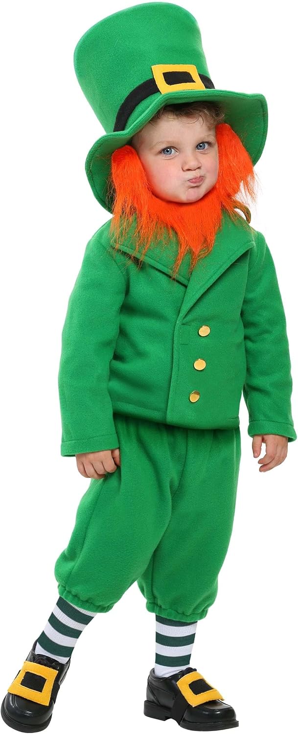 Leprechaun Toddler Costume - Fleece Jacket, Pants, Hat with Gold Buckle