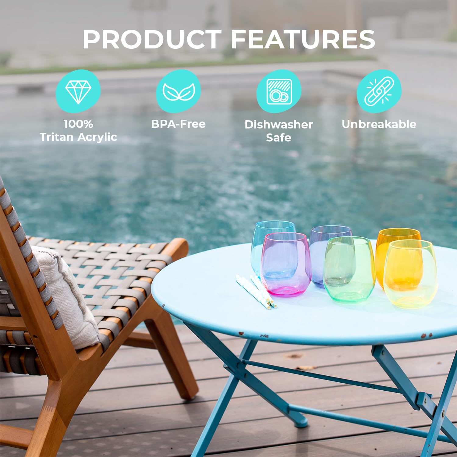 Copas de vino irrompibles de alta calidad, juego de 6 copas de vino de plástico acrílico reutilizables sin BPA, inastillables, elegantes copas de vino transparentes para exteriores, bodas, bares