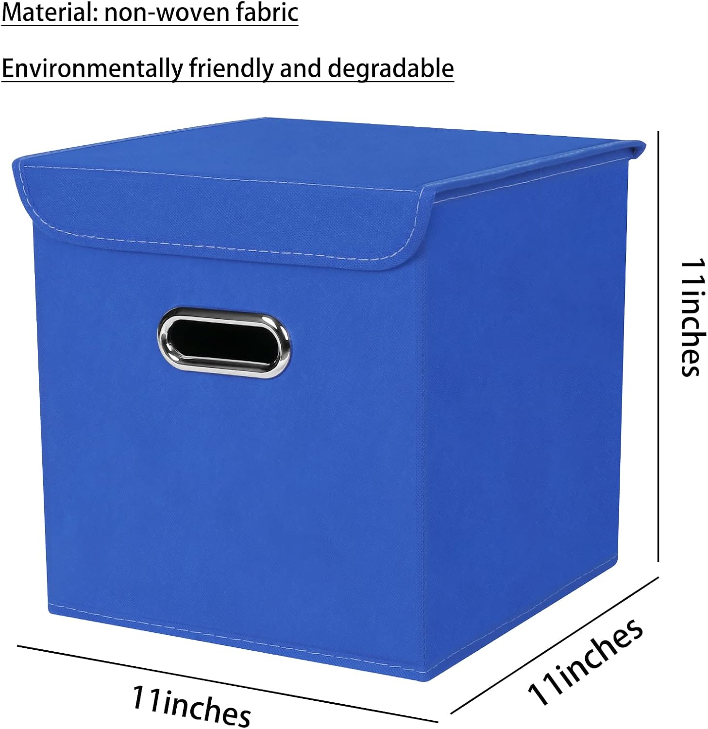 Closet Organizers Fabric Storage Bins With Lids Collapsible Cube Storages Organizer Basket With Handles,Storage Boxes for Clothes Storage,Office,Toys,3 Pack,（Dark Blue