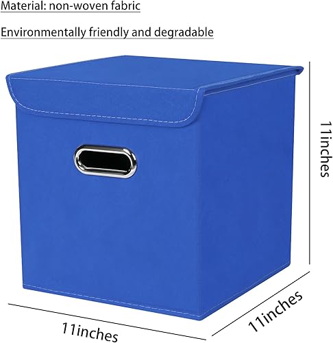 Vista 10 de Organizadores de armario de tela con tapas, cesta organizadora de almacenamiento plegable con asas, cajas de almacenamiento para almacenamiento