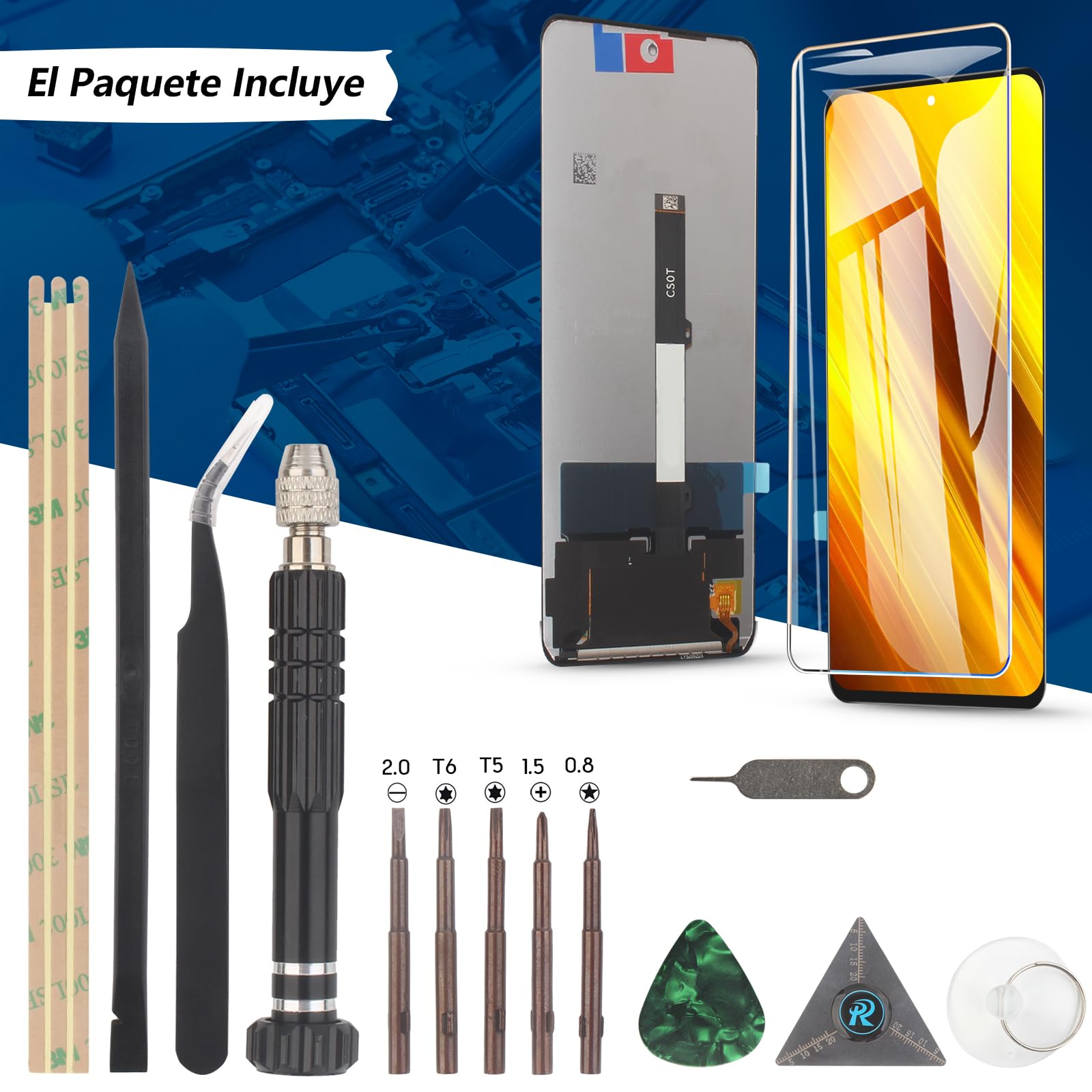 RongZy para Xiaomi Poco X3/Poco X3 Pro/Poco X3 NFC LCD+Pantalla Táctil Digitalizador Asamblea Reemplazo +Reparación Herramientas(6.67'')