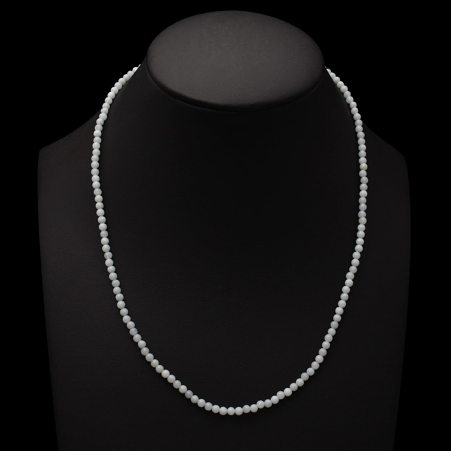 A&M GEMS & JEWELS Amazonite Smooth Beads Strand Necklace, 3.5 mm Round Ball Necklace, Amazonite Crystal Necklaces For Ladies, Simple Women's Necklace, Gift For Grandma
