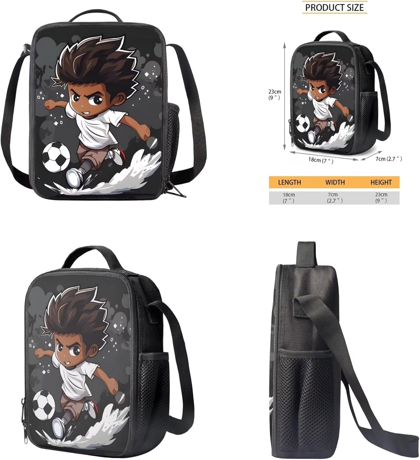 Soccer Backpack for Boys Kids Backpack with Lunch Box and Soft Pencil Case 3 in 1 Set Sturdy Bookbag with Compartments for School 17 inch Large Capacity School Bag for Elementary Boys