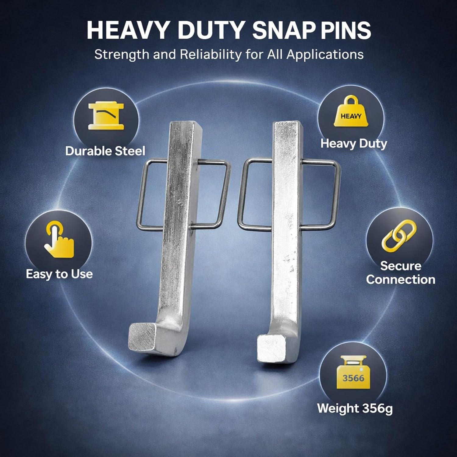Snap L Pins Steel, Premium 2Pcs Equalizer Pins with Integrated Snap Clips for Weight Distribution Hitches - Durable Steel Construction, Quick Safety Release, Trailer Stability