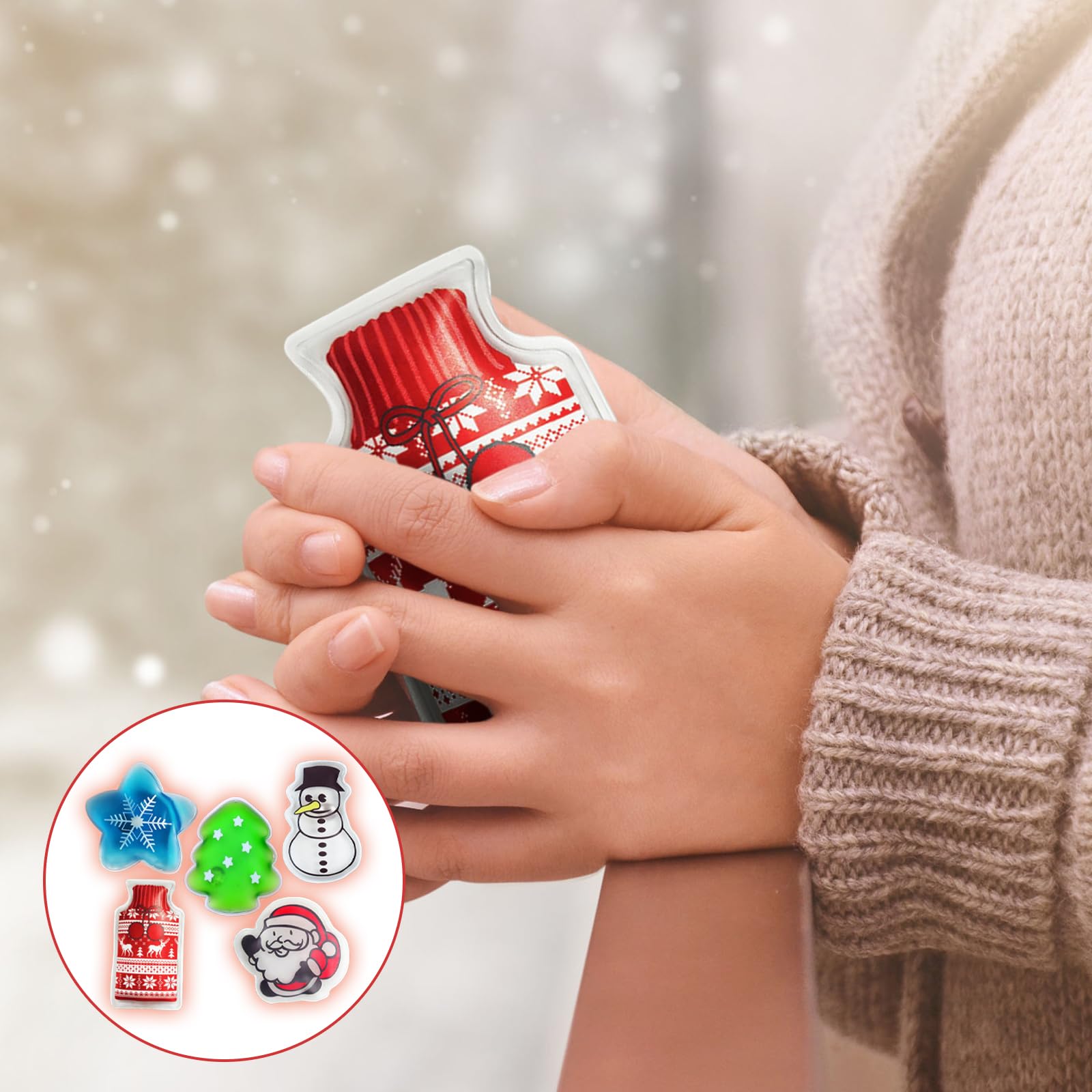 Scaldamani Riutilizzabile, 5 Pezzi Scaldamani Natalizi, Scaldatasche Tascabili per Bambini, Babbo Natale Mini Riscalda Mani Gel Portatile Scaldini Mano per All'aperto, Viaggi, Campeggio, Ufficio
