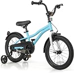 BABY JOY Les enfants font du vélo, 12 14 16 18 Vélo Sportif Inches avec roues d'entraînement, siège réglable, frein à main & Frein sous-marin, Réflecteurs, Filles Garçons Vélo pour 3-8 ans