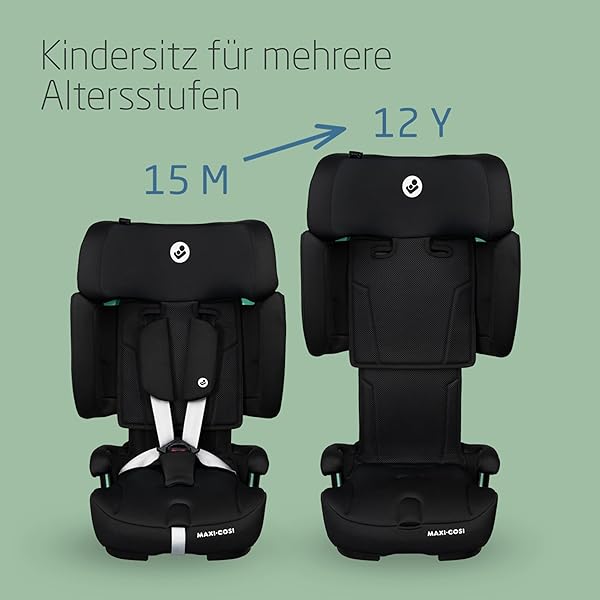 Maxi-Cosi Nomad XL Plus, Mitwachsender Kindersitz 9-36kg, 15 Monate - 12 Jahre, 76-150cm, Klappbarer Kinderautositz, Ultrakompakt & Leicht, G-CELL Seitenaufprallschutz, Reisetasche, Authentic Black - 5