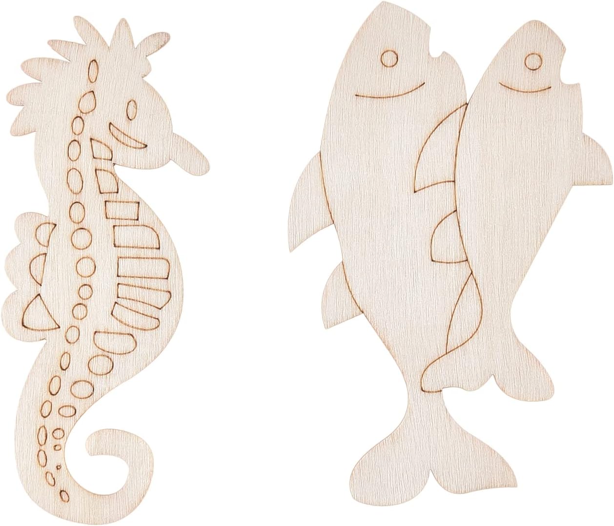 48PCS Unfinished Wood Ocean Animal Cutouts for Kids,Wooden Painting Bulk Crafts for Kids to Paint,Sea Animal Life Cutouts for Home Decoration DIY Crafts(48)