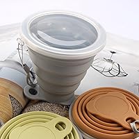 Vista 8 de ME.FAN Taza de viaje plegable de silicona - Taza de camping plegable con tapas de silicona - Juego de tazas de beber expandibles - Portátil