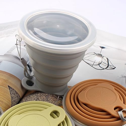 Miniatura 8 de ME.FAN Taza de viaje plegable de silicona – Taza plegable de silicona para acampar con tapas – Juego de vasos expandibles – Portátil, Graduado