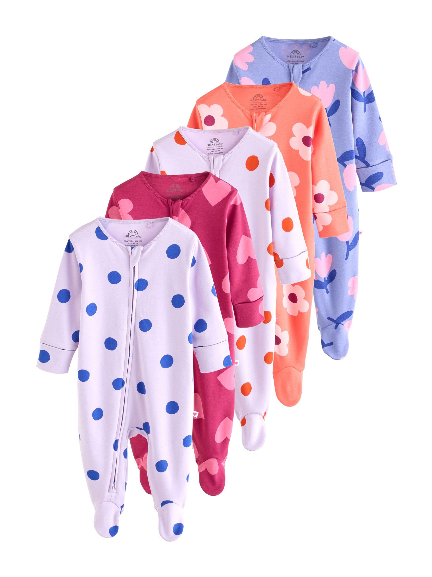 NEXT Bambina Confezione da 5 Tutine per Neonati con Zip bidirezionale