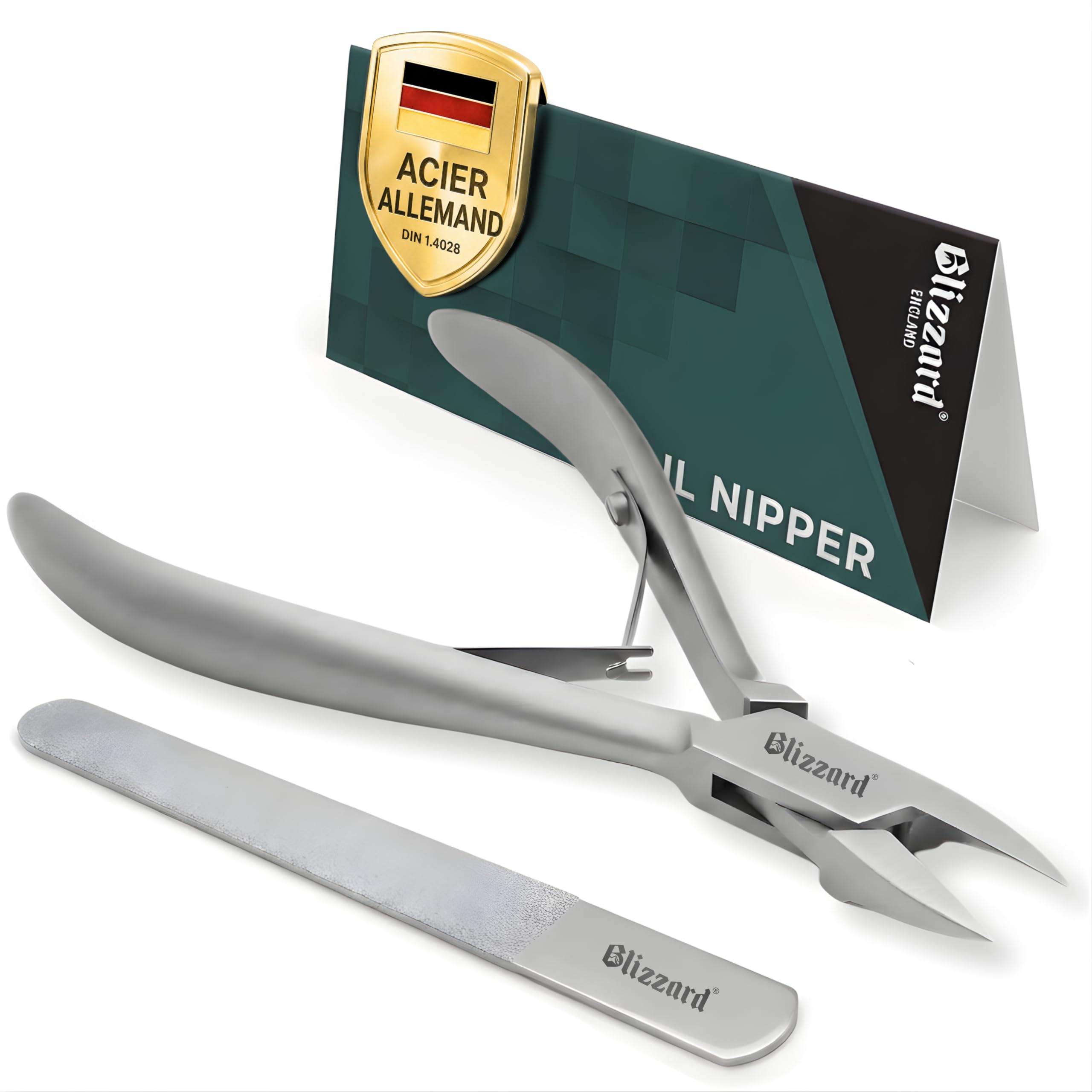 Blizzard Pince à Ongles Pieds pour Ongles Incarnés et Épais - Coupe-Ongles Professionnel en Acier Inox - Seniors et Hommes - Idéal Pédicure et Soin des Pieds - Qualité Podologie - 13cm Mors Plats