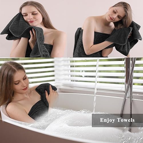 Miniatura 2 de CHINO Juego de 8 toallas de baño, 2 toallas de baño de gran tamaño, 2 toallas de mano, 4 toallas de baño, suaves, de secado rápido, toallas de baño