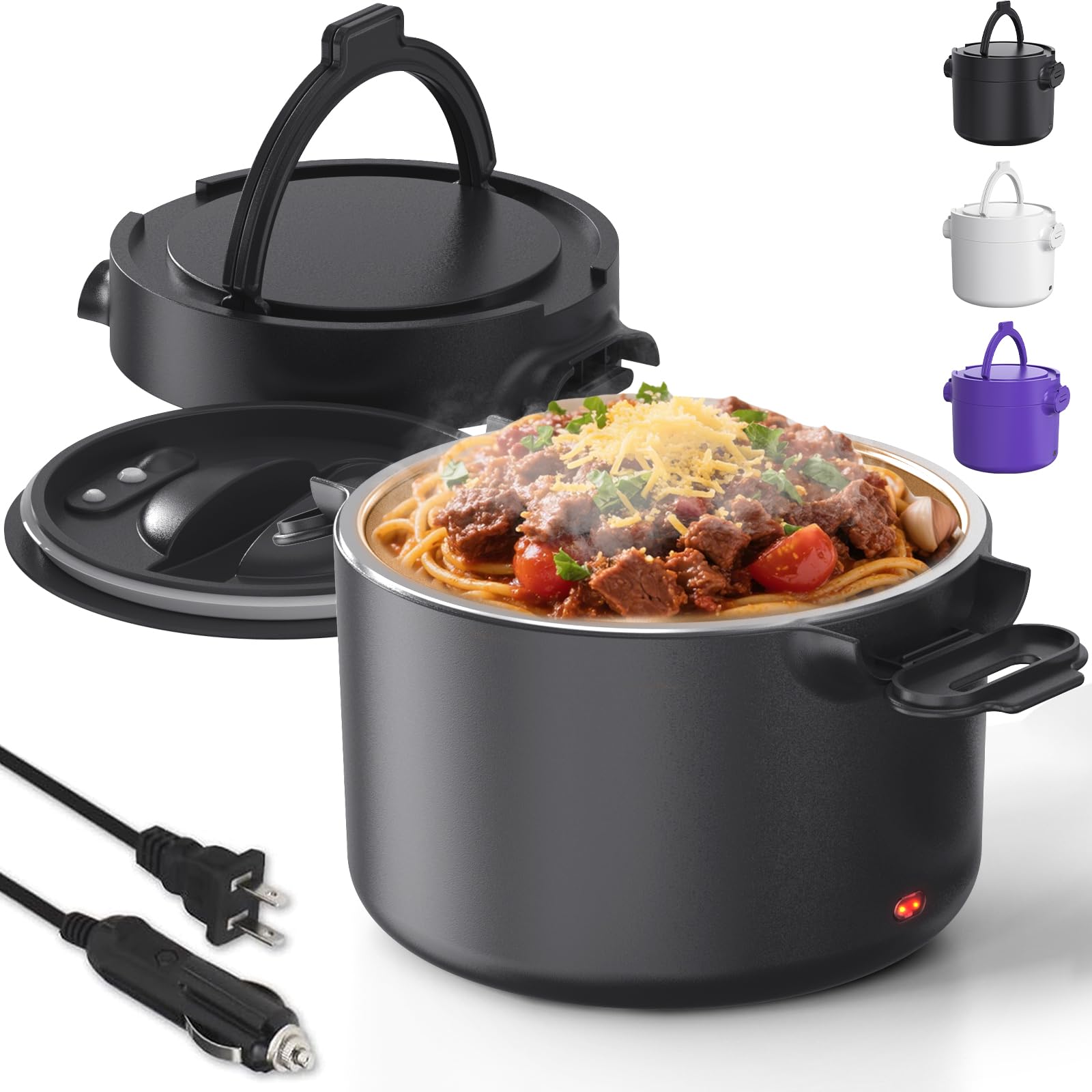 Lonchera eléctrica, calentador de alimentos portátil de 33 onzas, calentamiento rápido de 100 W y acero inoxidable 304 a prueba de fugas, 3 en 1 (automóvil 12 V/24 V y hogar 110 V) | Perfecto para