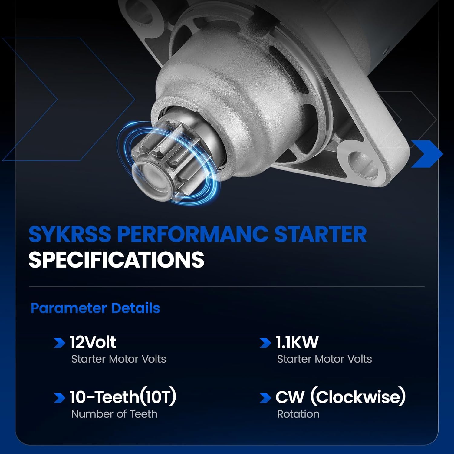 17970 New Starter Motor Compatible with Volkswagen CC Golf Jetta Tiguan, 12V 1.1KM 10 Teeth Starter Compatible with Audi A3 TT, Fit for 0-001-121-402 0-001-121-403 02M911021B 02M911023G 111909 17970N+1.1kW+10T+CCW