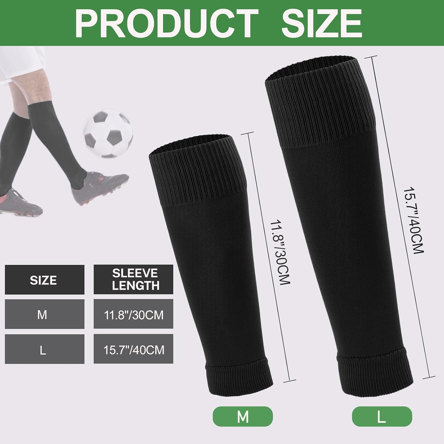 Ultrafun 3 Pairs Leg Sleeves Pre-cut Soccer Sleeves Compatible with Grip Socks Shin Guards Sleeves for Soccer Football