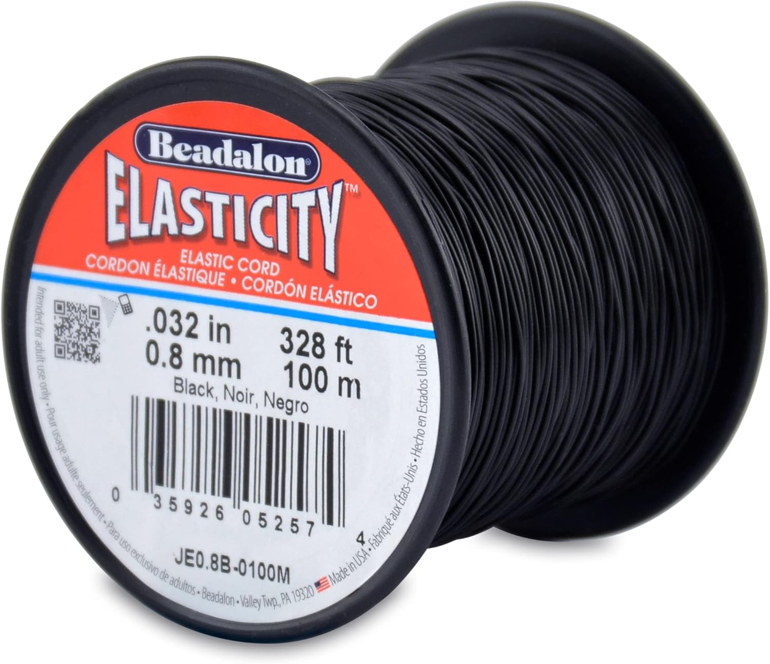 Beadalon Elonga Rekkoord, wit, 1 mm, 25 meter