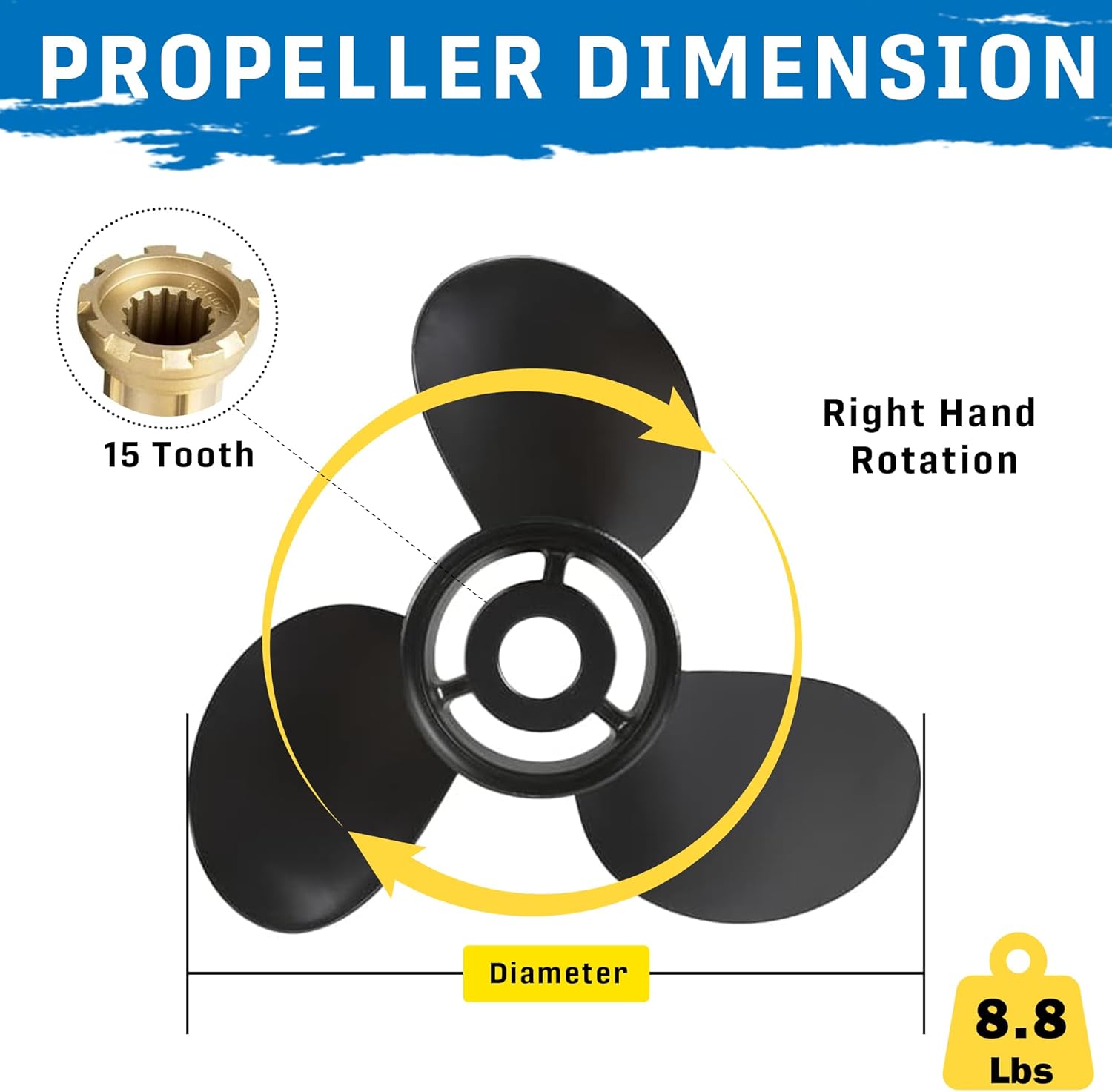 Upgrade Aluminum Boat Propeller Compatible for Mercury Outboard Engines 135-300 HP Mercruiser Alpha One 15 Spline Tooth,RH