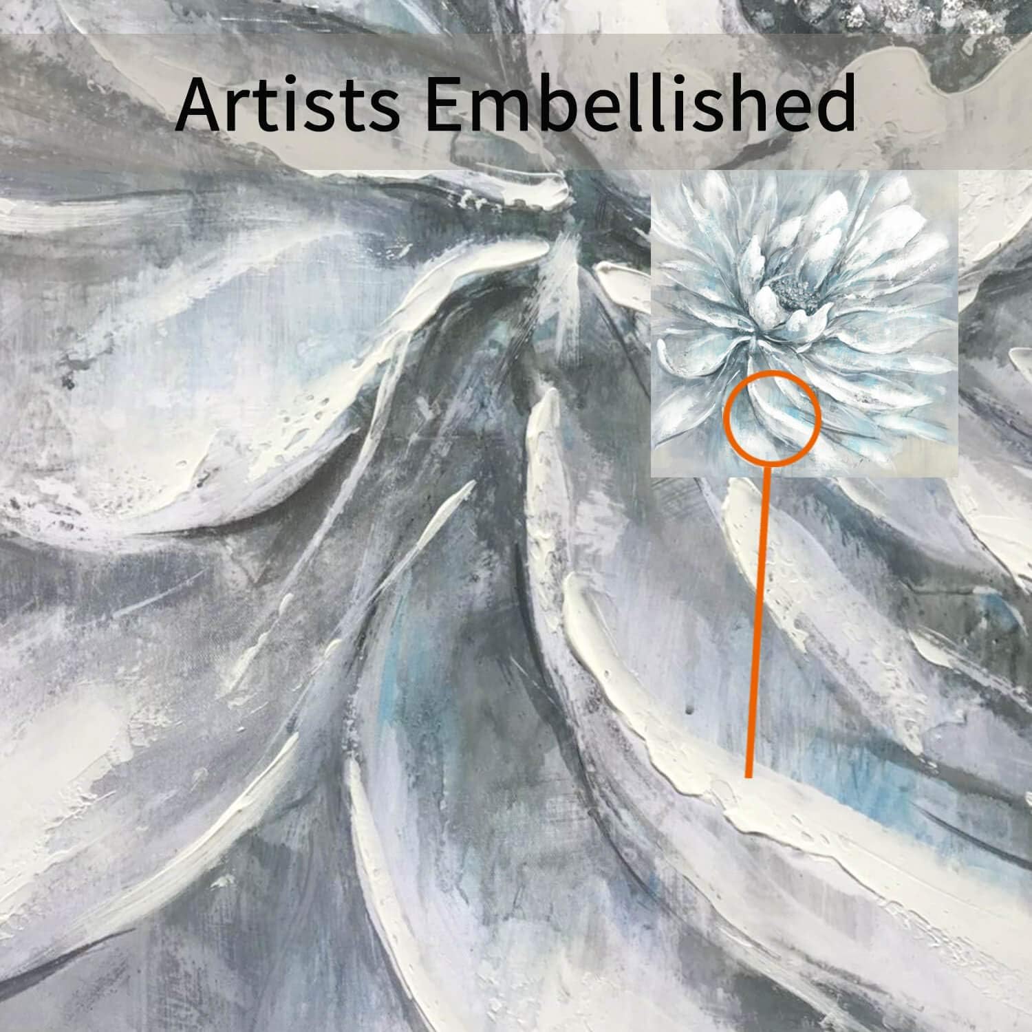 TAR TAR STUDIO Flower Bloom Abstract Wall Art: Floral Artwork Hand Painted Painting on Wrapped Canvas for Living Room (24''W x 24''H, Multiple Sizes) Classy 24"L x 24"W