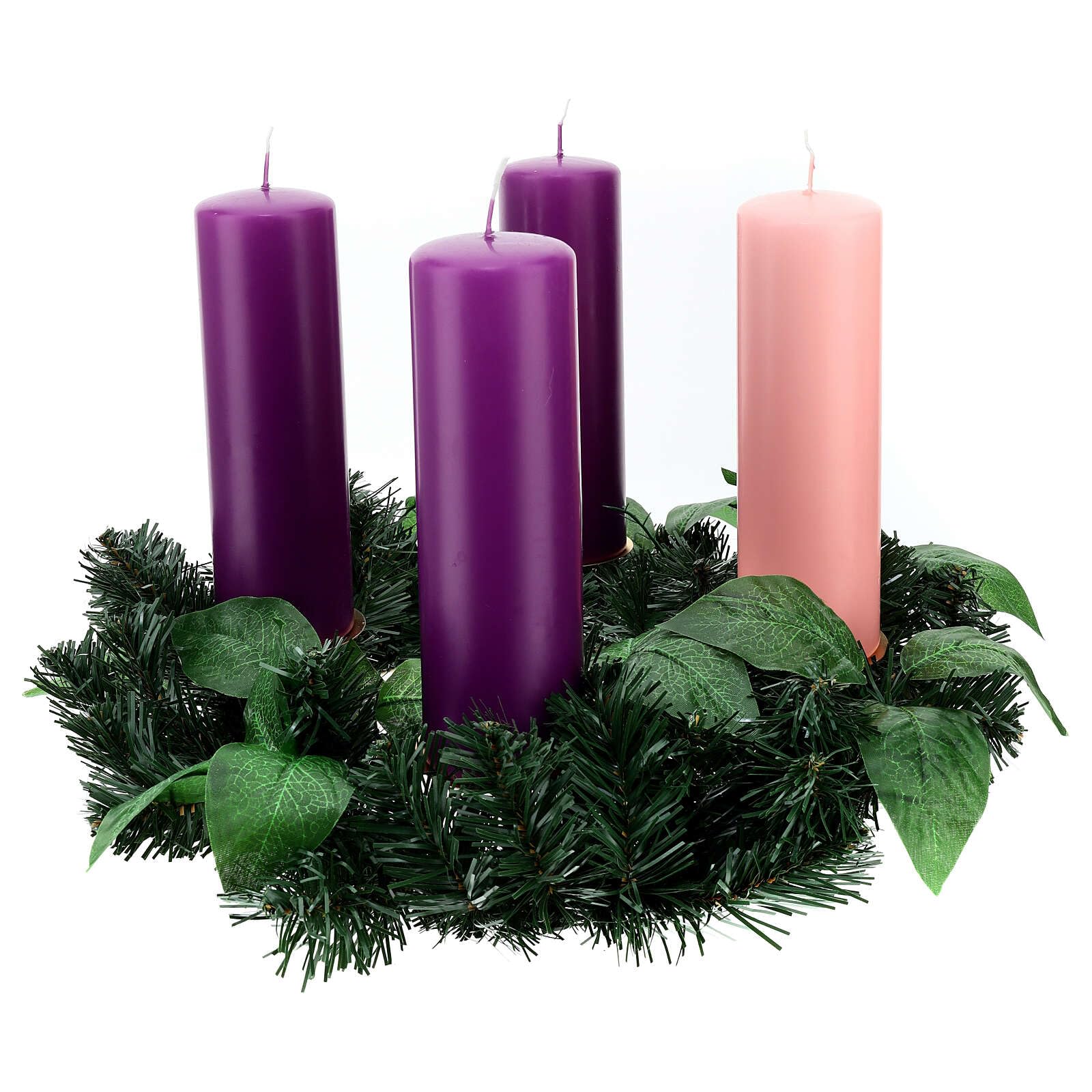 Kit corona Avvento candele liturgiche opache 20x6 cm