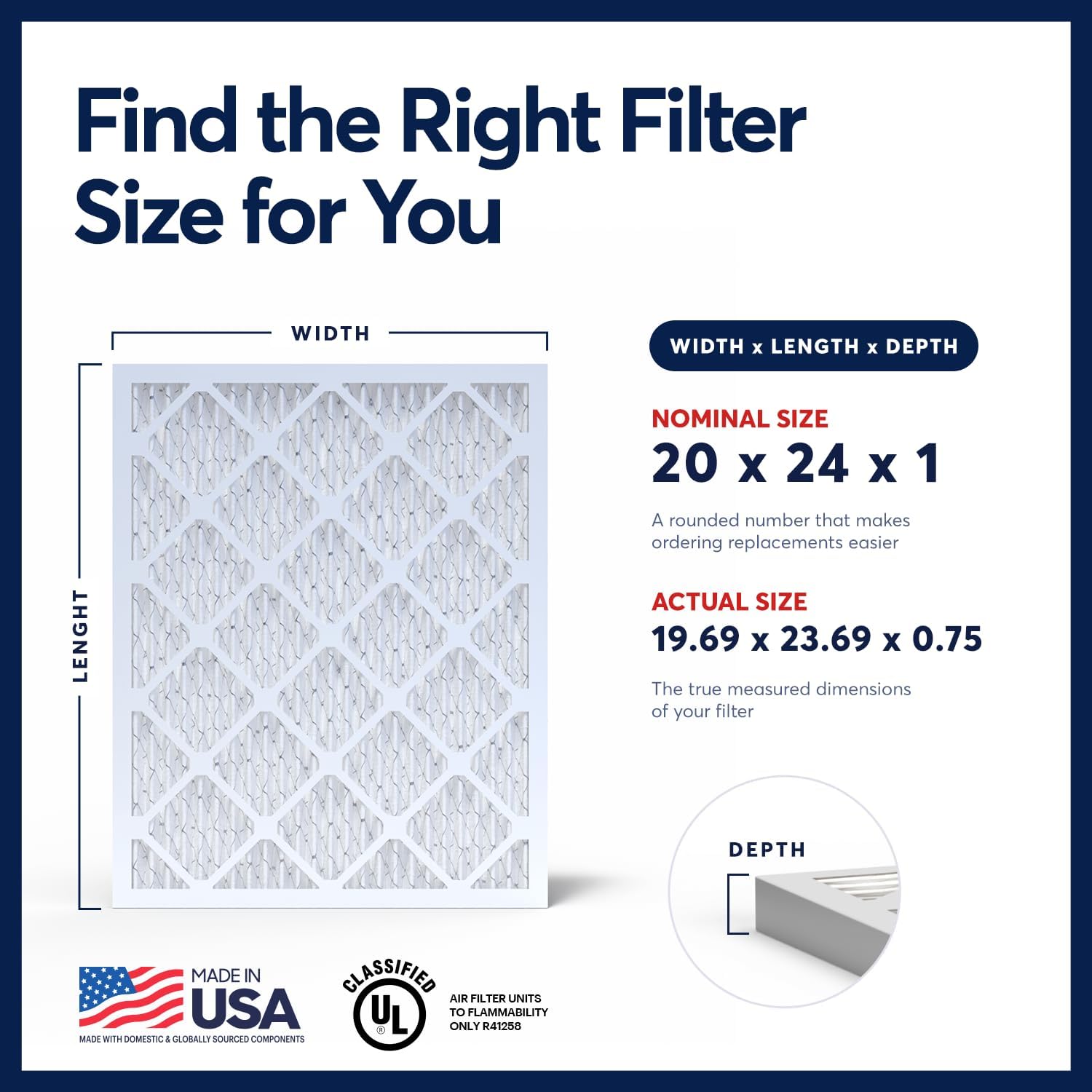 BNX TruFilter 20x24x1 Air Filter MERV 13 AC Filter, HVAC Furnace Filter, 6 Pack (ACTUAL SIZE 19.69"x24.69"x0.75") Allergies, Dust, Pet Dander & Smoke - MADE IN USA - MPR1500 / FPR 10 image 2