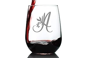 Customizable Monogram Floral Wine Glasses