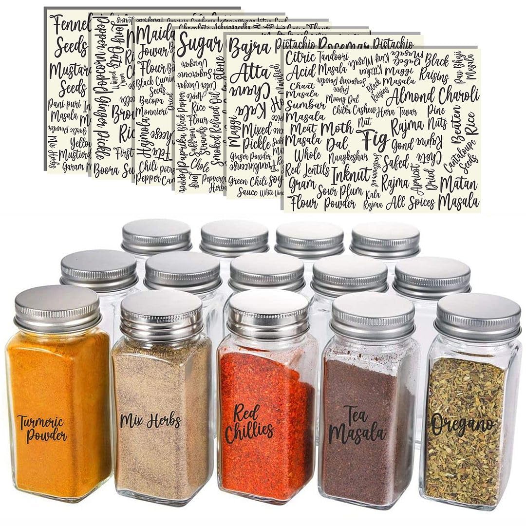 288Pcs Spice Label Jar Sticker All Name In Stylish Font Black Color On Clear Self-Adhesive Vinyl Ingredient Labels For Kitchen Containers, 288 Labels