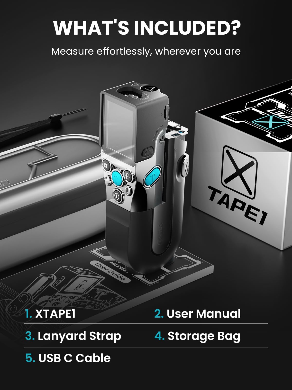 MiLESEEY XTAPE1 Ruban à mesurer Laser numérique, APP Sync | Professionnel précis, Affichage numérique instantané, Laser d'alignement vert, Lames remplaçables modulaires,