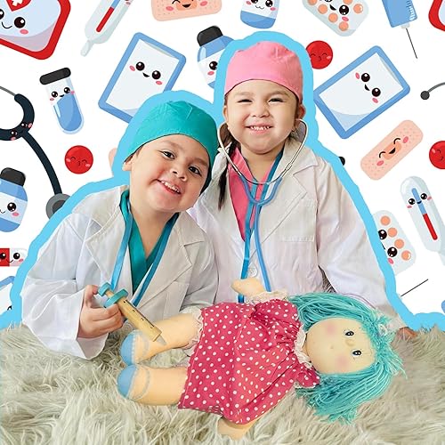 Miniatura 8 de Kit de juego de simulación para niños con bata de laboratorio y estetoscopio, disfraz de médico para niños y niñas