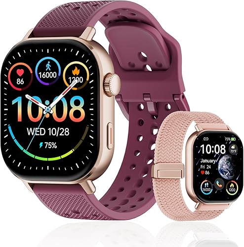 Reloj inteligente de fitness para mujeres y hombres con 2 bandas, GPS integrado, AMOLED de 2.06 pulgadas para llamadas y mensajes, monitor de sueño
