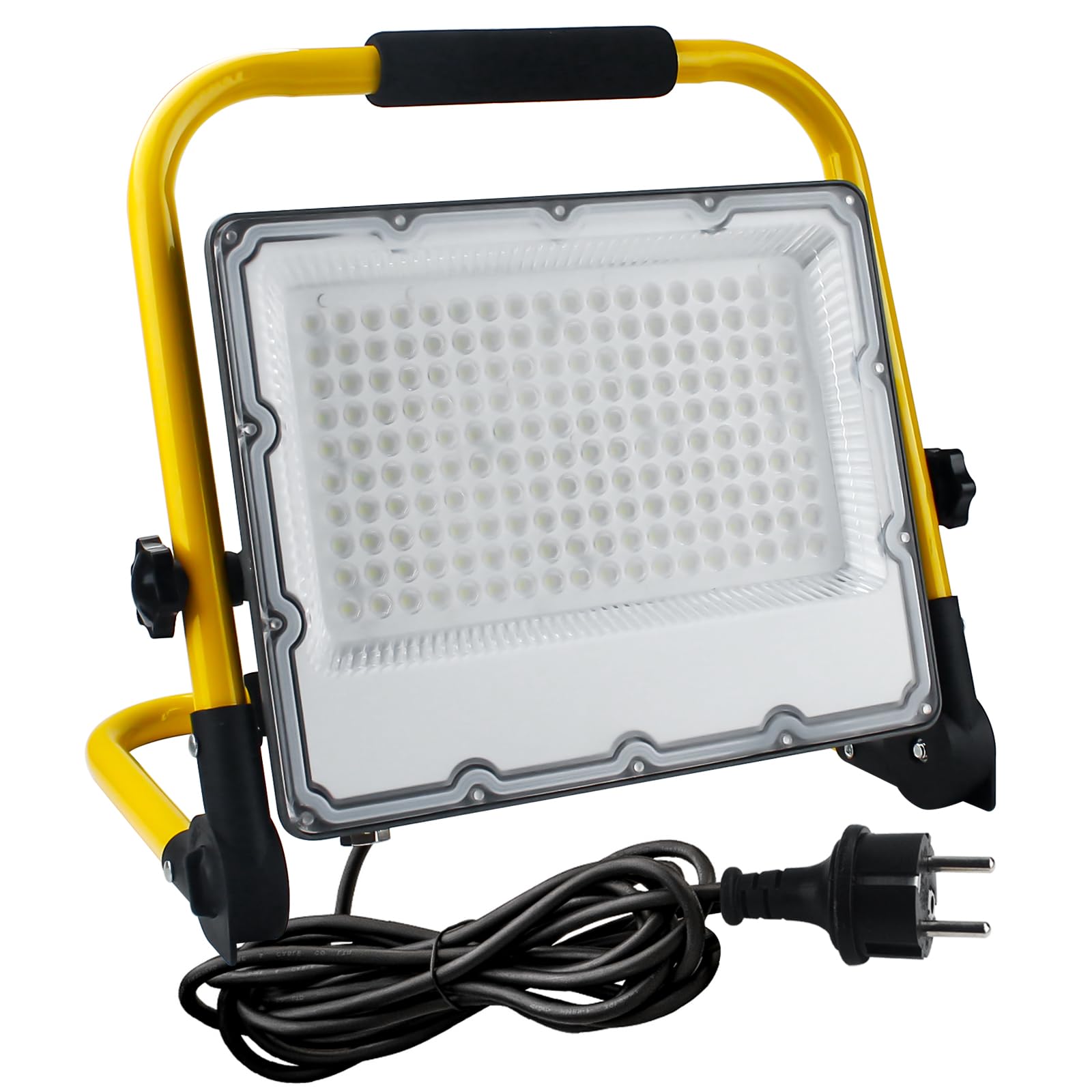 VONROC Lampada da lavoro LED 76W | 11.500 lumen | Luce 360° | IP44 per interno/esterno | Treppiede pieghevole | Cavo 5m | Faro da cantiere professionale per garage, campeggio, emergenze