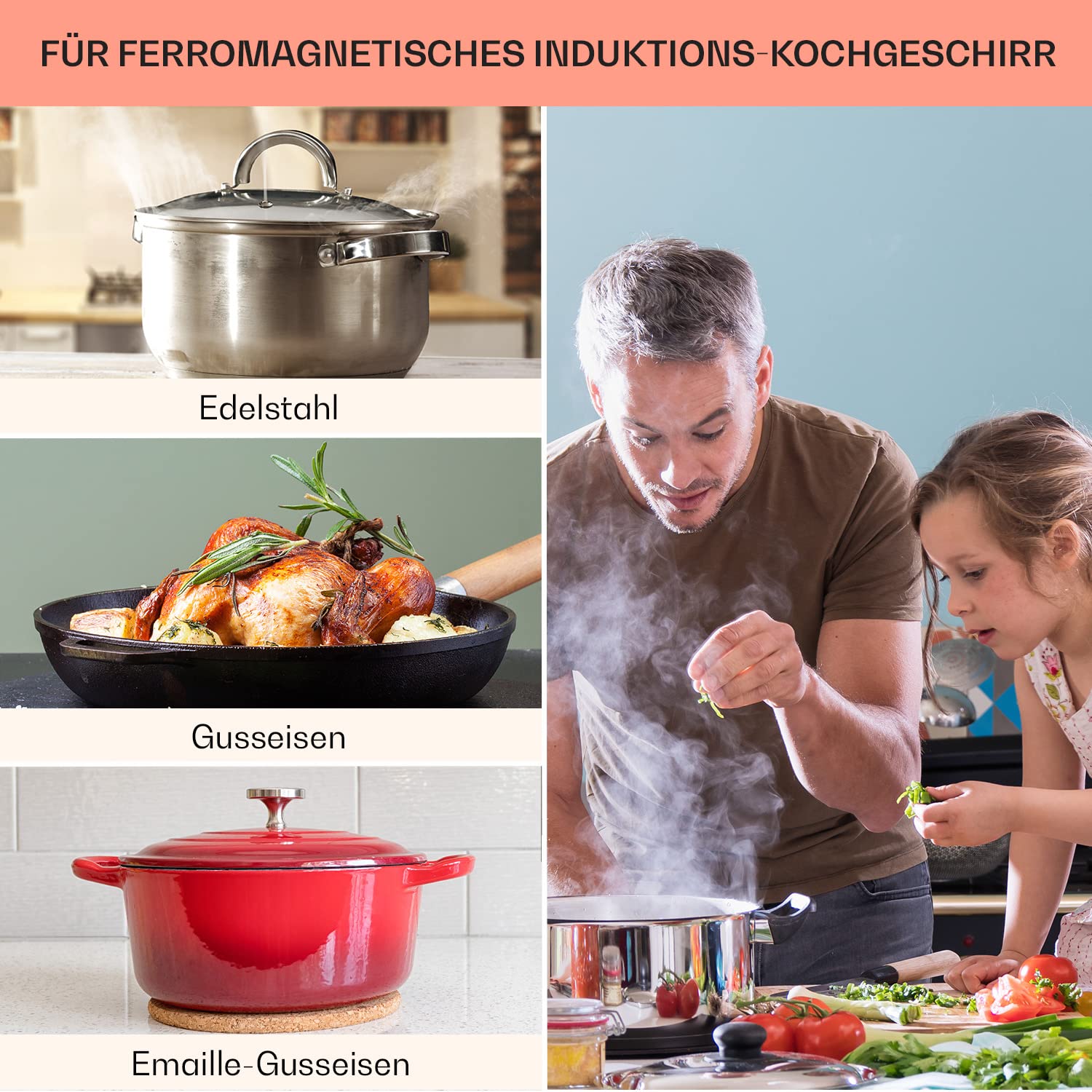 Klarstein Induktionskochfeld, Elektrisch, Moderne Kochplatte, für Camping, 2 Platten, 2er Induktionskochplatte Mobil, 2900 W