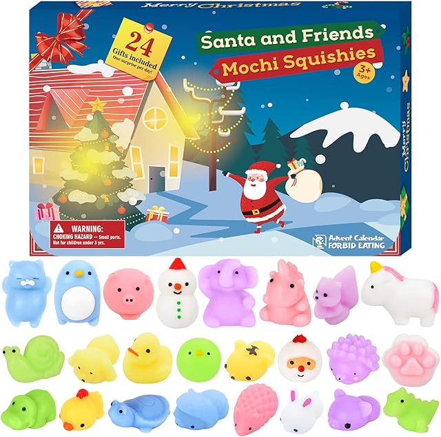 Elover Advent Calendars 2022 Christmas Countdown Toys for Kids Gift for Christmas with 24pcs Different Cute Animal Toys for Girls Boys