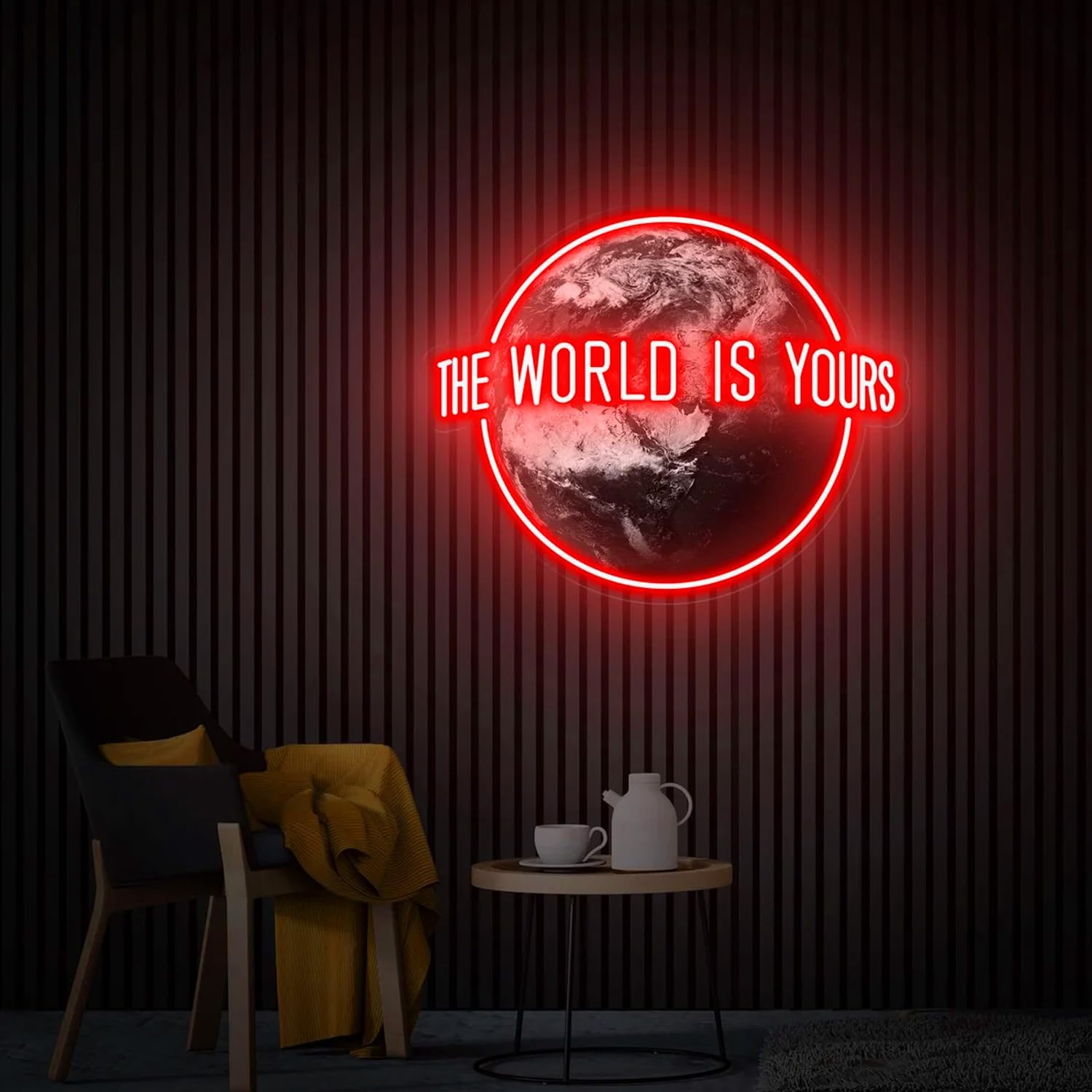 XIMAQIS- The World is Yours Neon Sign for Wall Deocr, The World is Yours UV Printed Acrylic Artwork Led Light Sign, Custom Neon Signs, for Bar Shop party Wall Art Sign and Home Decor. (Pink, 28inches)