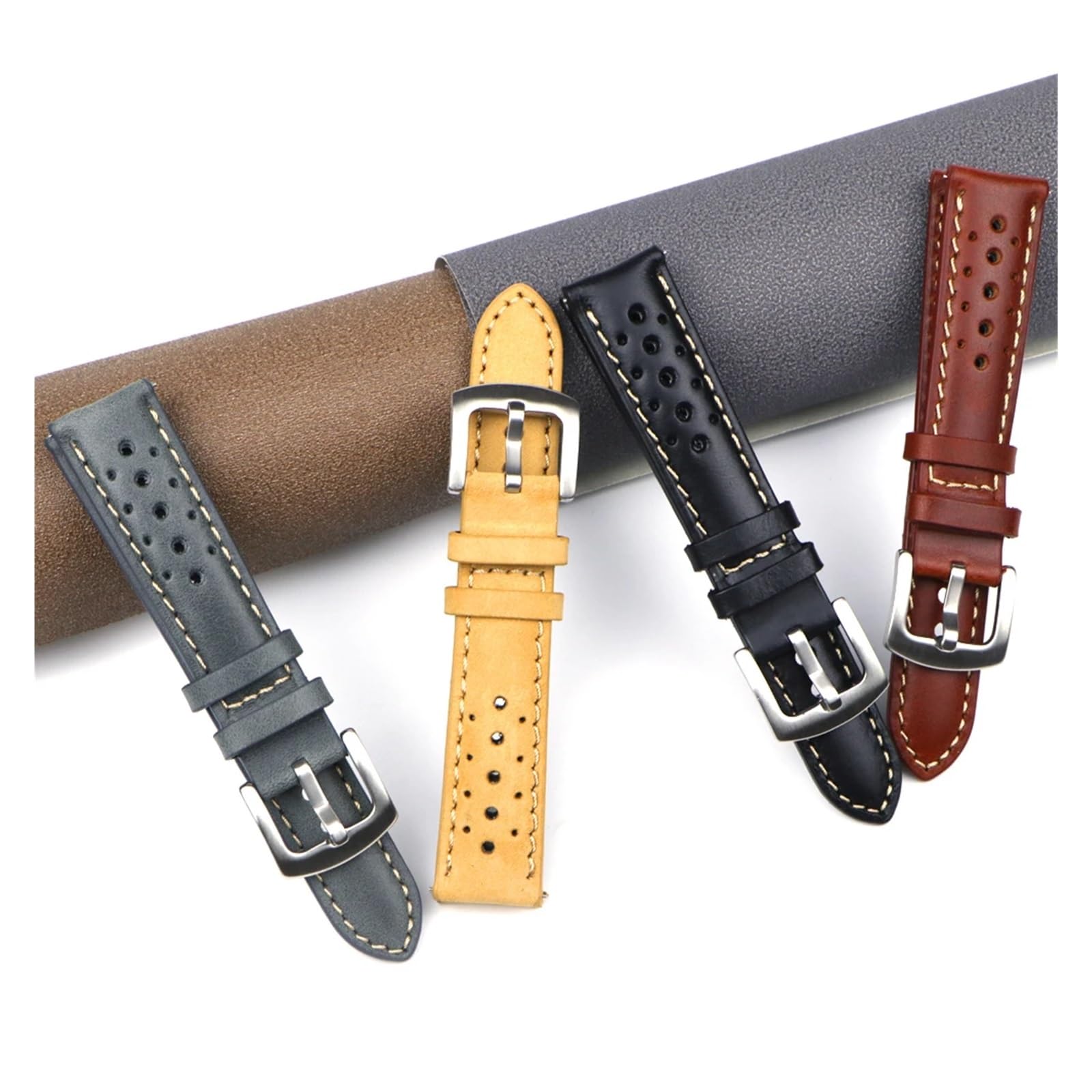 Generisch MENGKG Handgemachtes Rindsleder-Uhrenarmband, atmungsaktiv, 18 mm, 19 mm, 20 mm, 22 mm, Herren- und Damen-Armband aus echtem Ölwachs, Uhrenarmband, Zubehör