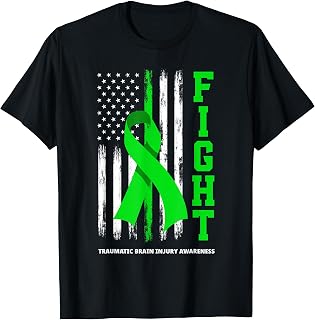 American US Flag Fight Traumatic Brain Injury Awareness T-Shirt
