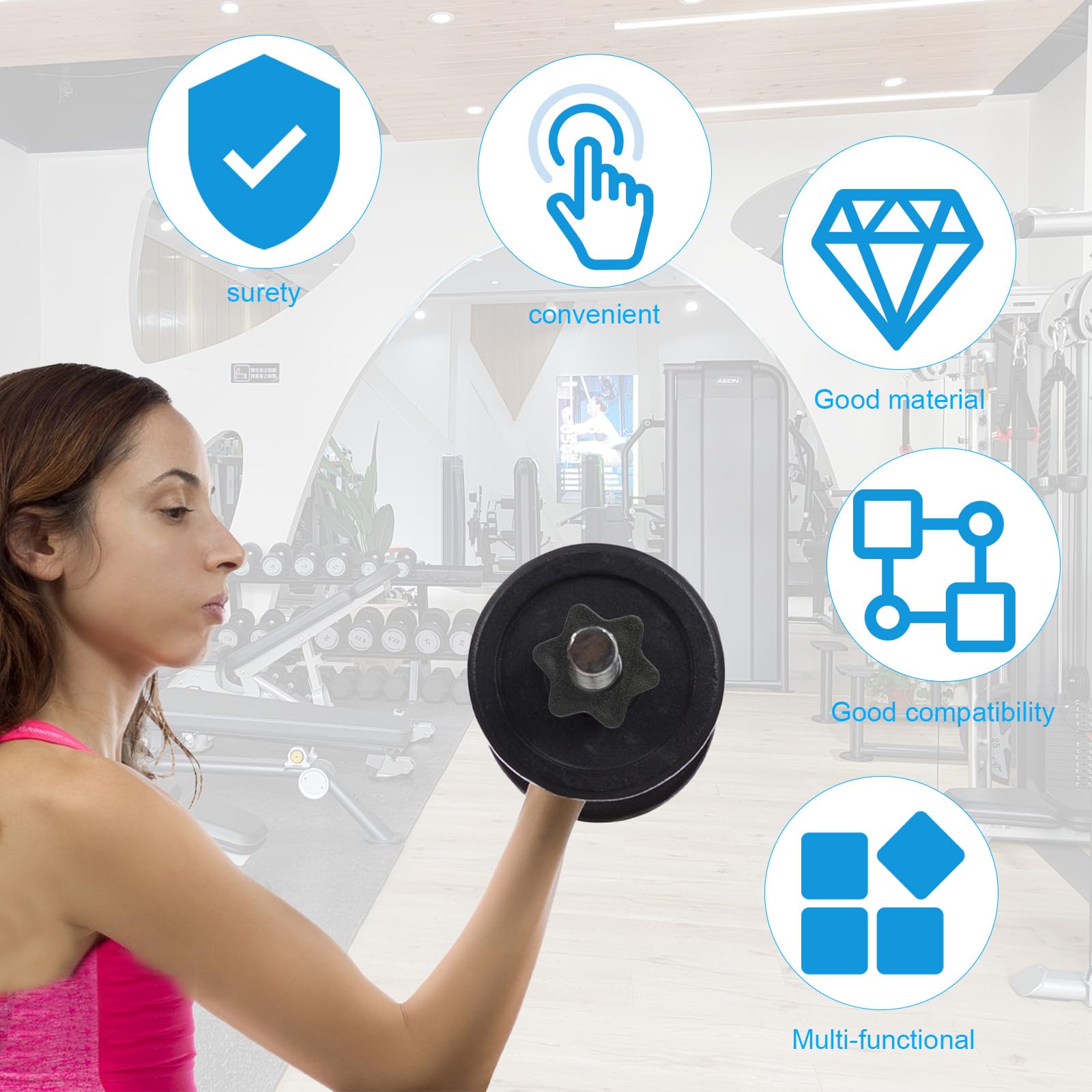 Pack De 8 Attaches Étoiles Pour Haltères 25 Mm – Serrage Rapide, PVC Antidérapant, Compatible Barres Standard – Pour Musculation à Domicile Ou Salle